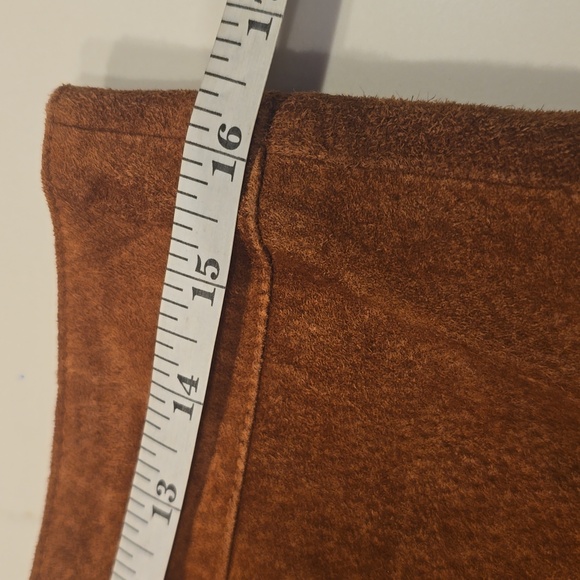 šLEATHER Suede Women's Retro Mini Skirt Darcey Gianni Bini High Waist Brown NEW - Picture 5 of 7